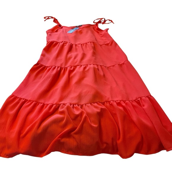 Boo-Hoo Maxi Strappy Tiered Sun Dress-Coral-Made in Italy-NWT-Size 14 - Picture 5 of 8